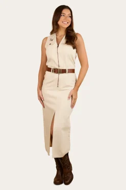 Hot Ringers Western Airlie Womens Denim Dress - Off White