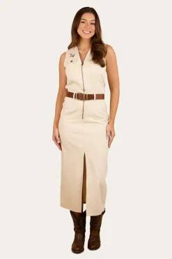 Hot Ringers Western Airlie Womens Denim Dress - Off White