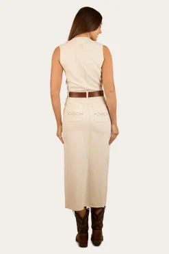 Hot Ringers Western Airlie Womens Denim Dress - Off White