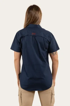 Online Ringers Western Ashburton Womens Ripstop Full Button Work Shirt - Dark Navy