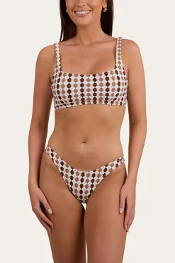 Online Ringers Western Ashton Check Womens Bikini Top - Chocolate / White