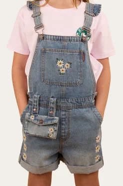 Sale Ringers Western Bessie Kids Denim Short Overall - Light Wash Blue