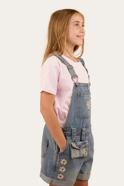 Sale Ringers Western Bessie Kids Denim Short Overall - Light Wash Blue