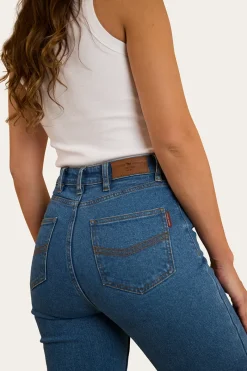 Ringers Western Betsy Womens High Rise Bootleg Jean - Mid Wash Blue