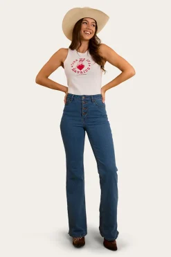 Ringers Western Betsy Womens High Rise Bootleg Jean - Mid Wash Blue