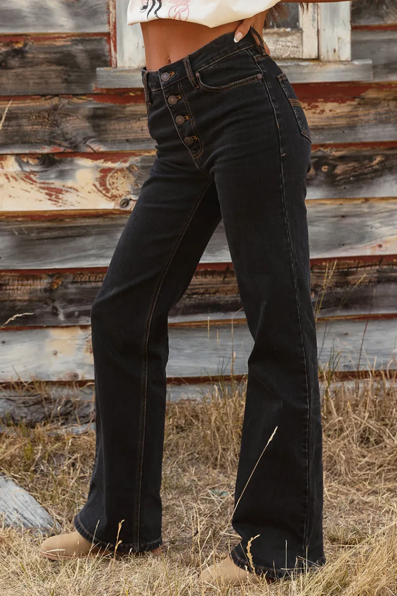 Hot Ringers Western Betsy Womens High Rise Bootleg Jean - Black