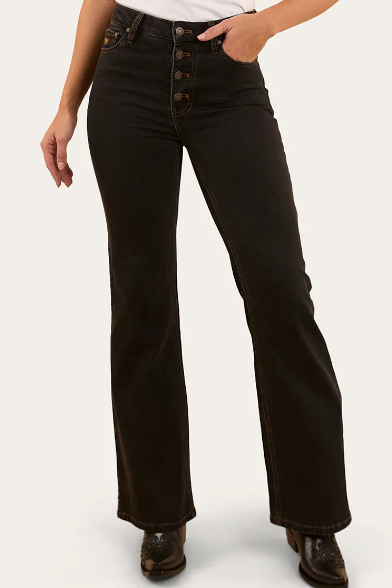 Hot Ringers Western Betsy Womens High Rise Bootleg Jean - Black
