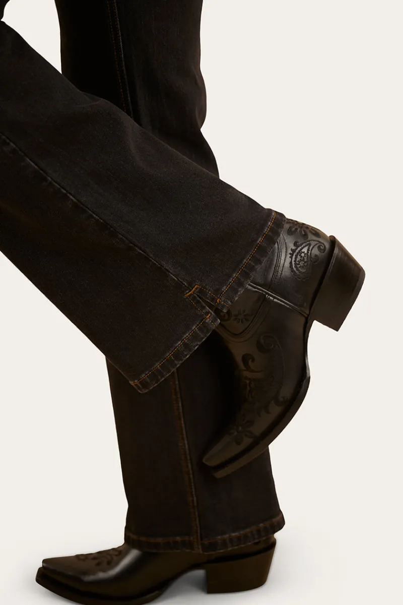 Hot Ringers Western Betsy Womens High Rise Bootleg Jean - Black