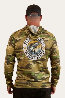 New Ringers Western Big Catch Hooded Fishing Jersey - Camo