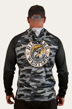 Outlet Ringers Western Big Catch Hooded Fishing Jersey - Black Camo