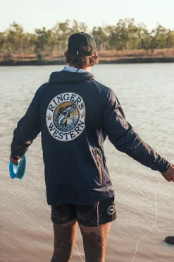 Hot Ringers Western Big Catch Hooded Fishing Jersey - Navy