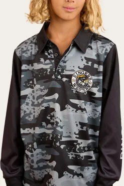 Discount Ringers Western Big Catch Kids Fishing Jersey - Black Camo