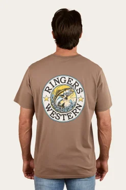 Sale Ringers Western Big Catch Mens Loose Fit T-Shirt - Mushroom