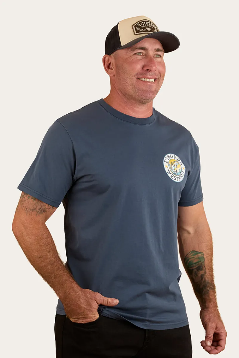 Online Ringers Western Big Catch Mens Loose Fit T-Shirt - Washed Navy