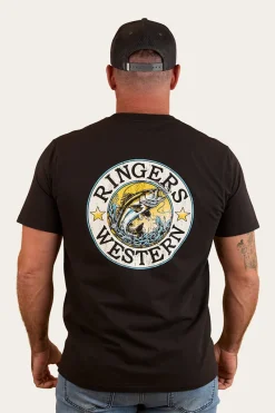 Discount Ringers Western Big Catch Mens Loose Fit T-Shirt - Black