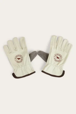 Online Ringers Western Big Dog Leather Gloves - Ivory