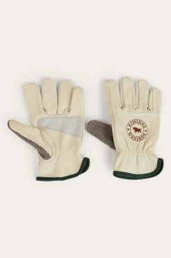 Online Ringers Western Big Dog Leather Gloves - Ivory
