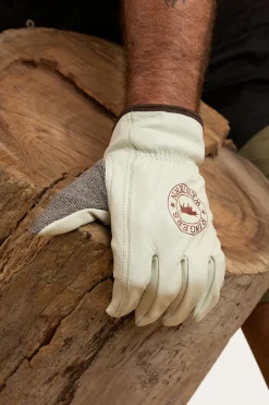 Online Ringers Western Big Dog Leather Gloves - Ivory