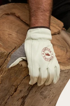 Online Ringers Western Big Dog Leather Gloves - Ivory
