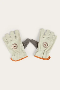 Online Ringers Western Big Dog Leather Gloves - Ivory