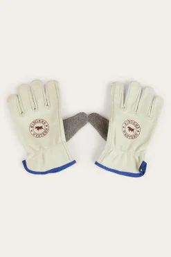 Online Ringers Western Big Dog Leather Gloves - Ivory