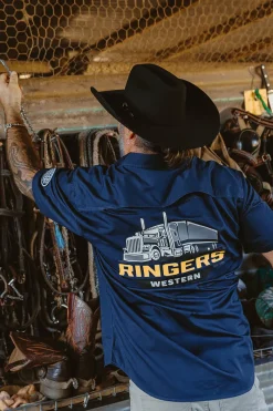 Sale Ringers Western Big Rig Mens Short Sleeve Shirt - Navy