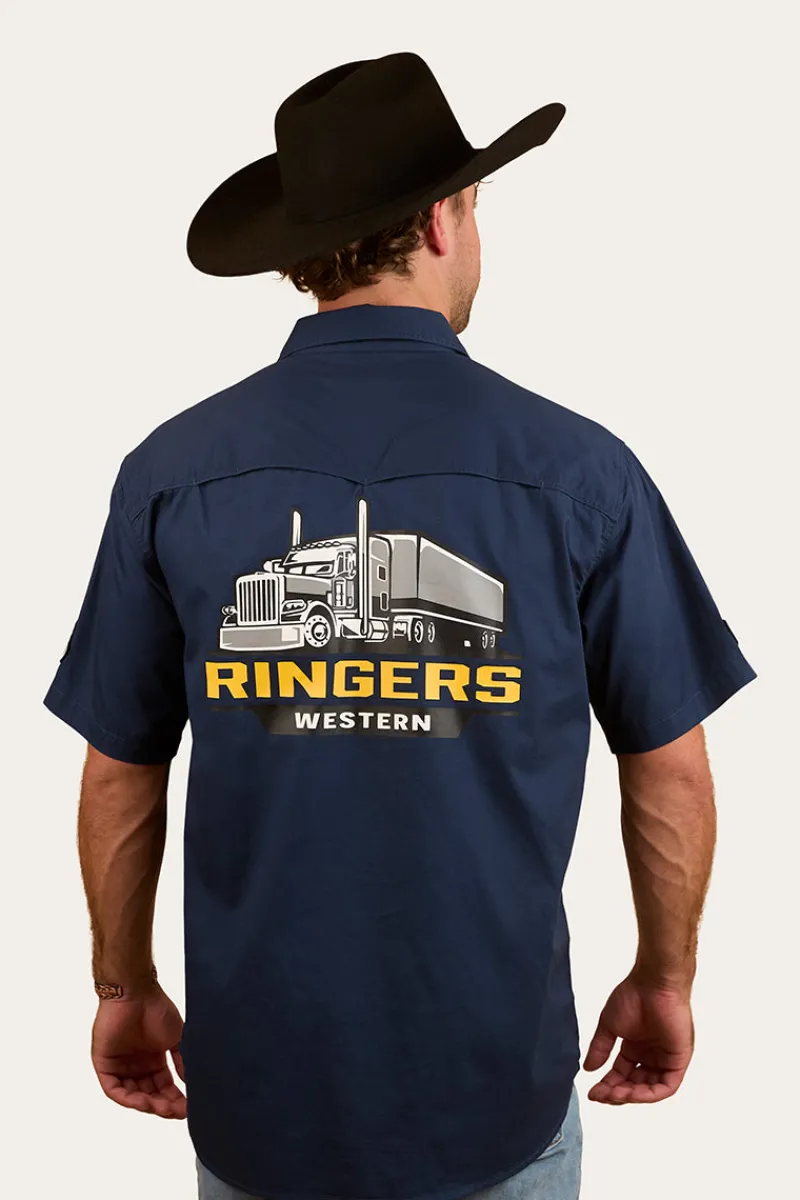 Sale Ringers Western Big Rig Mens Short Sleeve Shirt - Navy