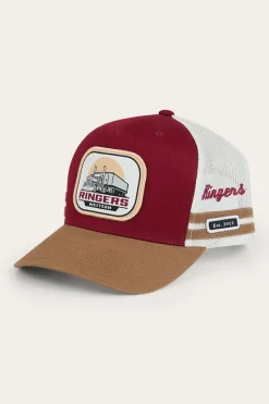 Outlet Ringers Western Big Rig Trucker Cap - Burgundy / Clay