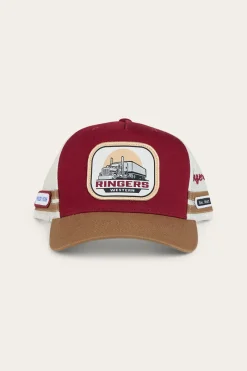 Outlet Ringers Western Big Rig Trucker Cap - Burgundy / Clay