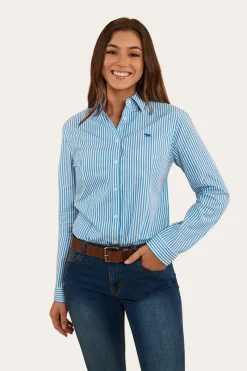 Discount Ringers Western Birdsville Womens Semi Fitted Dress Shirt - Blue