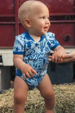Ringers Western Boot Scootin Babies Short Sleeve Romper - Dusk