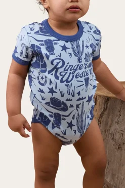 Ringers Western Boot Scootin Babies Short Sleeve Romper - Dusk