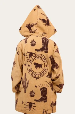 Outlet Ringers Western Boot Scootin Kids Zip Through Towel - Dark Sand