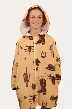 Outlet Ringers Western Boot Scootin Kids Zip Through Towel - Dark Sand