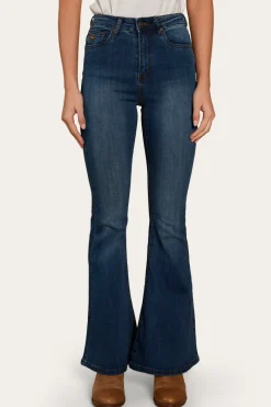 Online Ringers Western Bowie Womens Flare Jeans - Vintage Blue Wash