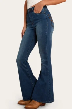 Online Ringers Western Bowie Womens Flare Jeans - Vintage Blue Wash