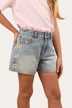 Hot Ringers Western Bridie Kids Denim Short -Light Wash Blue