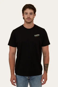 New Ringers Western Buckin Barra Mens Loose Fit T-Shirt - Black