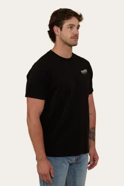 New Ringers Western Buckin Barra Mens Loose Fit T-Shirt - Black