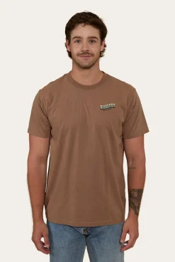 Ringers Western Buckin Barra Mens Loose Fit T-Shirt - Almond