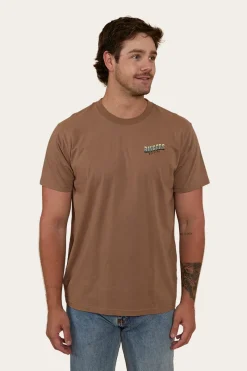 Ringers Western Buckin Barra Mens Loose Fit T-Shirt - Almond