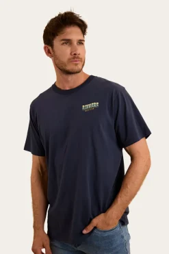 Sale Ringers Western Buckin Barra Mens Loose Fit T-Shirt - Navy