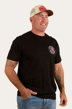 Hot Ringers Western Bucking Bull Mens Loose Fit T-Shirt - Black