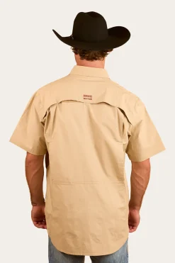 Discount Ringers Western Bulgarra Mens Ripstop Full Button Work Shirt - Camel