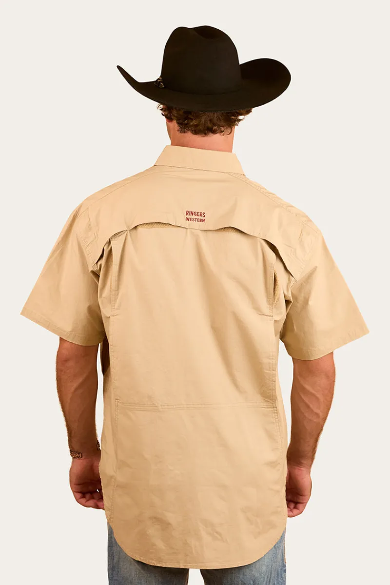Discount Ringers Western Bulgarra Mens Ripstop Full Button Work Shirt - Camel