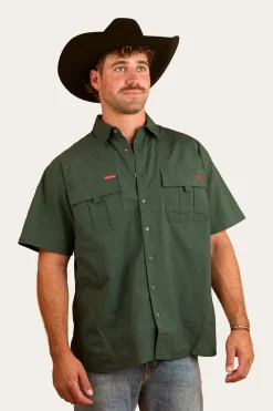 Sale Ringers Western Bulgarra Mens Ripstop Full Button Work Shirt - Forest Green
