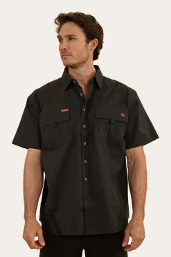 Best Ringers Western Bulgarra Mens Ripstop Full Button Work Shirt - Black