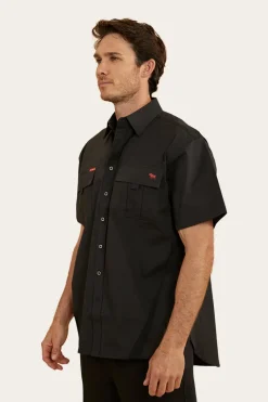 Best Ringers Western Bulgarra Mens Ripstop Full Button Work Shirt - Black