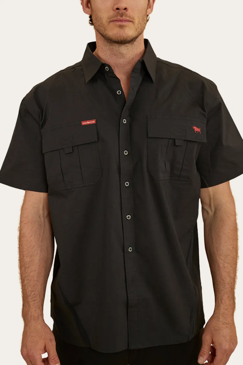 Best Ringers Western Bulgarra Mens Ripstop Full Button Work Shirt - Black