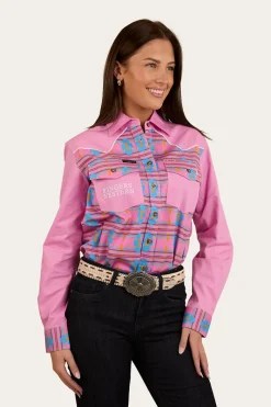 Hot Ringers Western Burdekin Womens Limited Edition Full Button Work Shirt - Pastel Pink